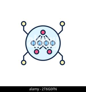 Icona colorata del concetto di rete neurale artificiale in Circle Vector o elemento di progettazione Illustrazione Vettoriale