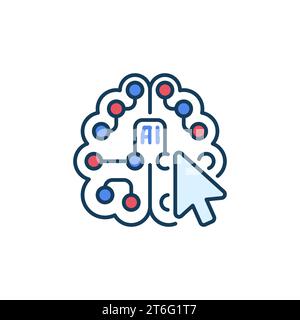 Icona o segno colorato del concetto di intelligenza artificiale con cursore AI e cursore del mouse Illustrazione Vettoriale