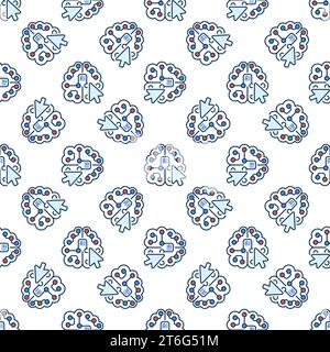 INTELLIGENZA ARTIFICIALE cervello e cursore del mouse concetto di intelligenza artificiale a colori senza cuciture Illustrazione Vettoriale