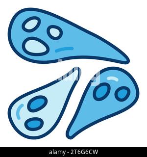 Simbolo o icona blu del concetto di vettore batterico Illustrazione Vettoriale