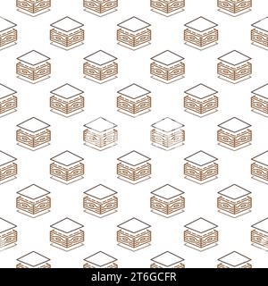 Design vettoriale delle piastrelle del tetto con motivo senza cuciture in stile contorno Illustrazione Vettoriale