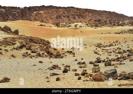 Minas de San José, blocchi di pomice e basalto. Parco nazionale di Cañadas del Teide, Tenerife, Isole Canarie, Spagna. Foto Stock