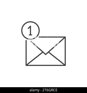 Inviluppo con un numero nel vettore cerchio 1 icona nuovo concetto di e-mail o firma in stile linea sottile Illustrazione Vettoriale