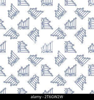 I Love Math Vector Mathematics Graph Concept pattern senza cuciture a linee sottili Illustrazione Vettoriale