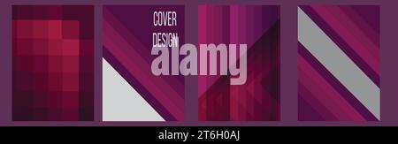 Modello di design della copertina di colore viola astratto. Sfondo gradiente geometrico. Contesto per presentazione, brochure, catalogo, poster, libro, rivista Illustrazione Vettoriale
