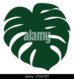 Monstera Tropical Jungle Plant foglie verdi. Illustrazione piatta isolata su bianco. Illustrazione Vettoriale