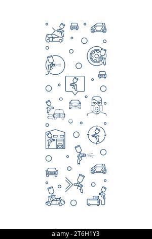 Striscione semplice verticale per la verniciatura delle auto in stile contorno. Illustrazione vettoriale della linea di verniciatura per autoveicoli Illustrazione Vettoriale