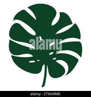 Monstera Tropical Jungle Plant foglie verdi. Illustrazione piatta isolata su bianco. Illustrazione Vettoriale