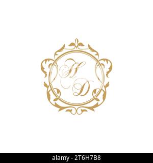 Le iniziali di matrimonio HD invitano con un elegante modello grafico vettoriale con elemento circolare Illustrazione Vettoriale