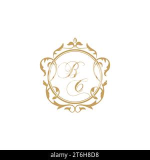 BC Wedding Initials invito con elegante modello grafico vettoriale con elemento circolare ornamento Illustrazione Vettoriale