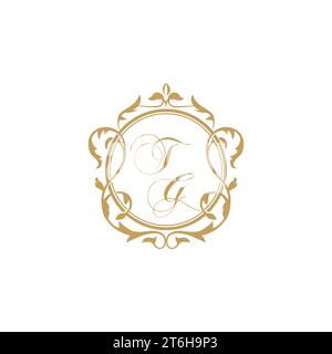 Invito iniziale TG Wedding con elegante modello grafico vettoriale con elemento circolare ornamentale Illustrazione Vettoriale