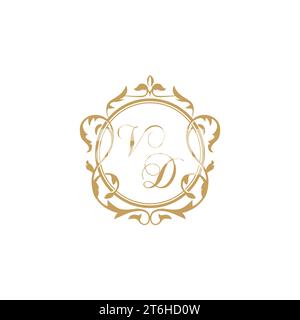 Invito iniziale di matrimonio VD con elegante modello grafico vettoriale con elemento circolare ornamento Illustrazione Vettoriale
