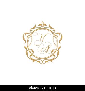 YA invito iniziale di matrimonio con elegante modello grafico vettoriale con elemento circolare ornamento Illustrazione Vettoriale