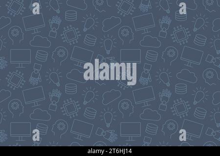 INTELLIGENZA ARTIFICIALE, intelligenza artificiale, apprendimento automatico modello senza interruzioni - illustrazione vettoriale Illustrazione Vettoriale