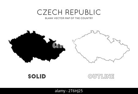 Mappa della Repubblica Ceca. Mappa vettoriale vuota del Paese. Confini della Repubblica Ceca per la tua infografica. Illustrazione vettoriale. Illustrazione Vettoriale