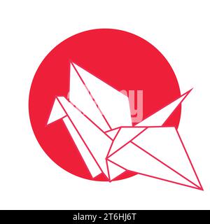 Gru origami isolata animale Japan Vector Illustrazione Vettoriale