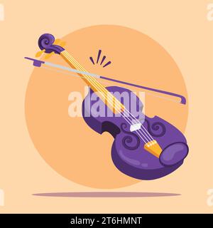 Immagine violino in legno isolato colorato Vector Illustrazione Vettoriale