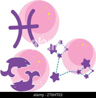 Set di costellazioni stellate e segni zodiacali Vector Illustrazione Vettoriale