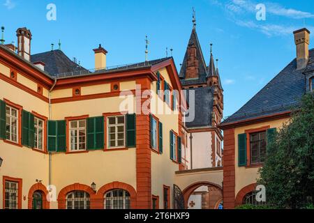 Municipio e castello, Weinheim, Odenwald, GEO-Naturpark Bergstraße-Odenwald, Baden-Württemberg, Germania Foto Stock