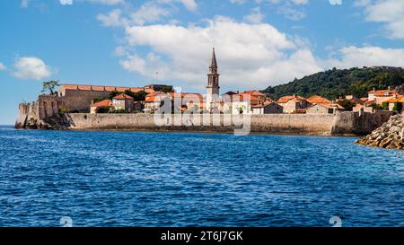 Vista del centro storico di Budva, Montenegro, Budva, Montenegro Foto Stock