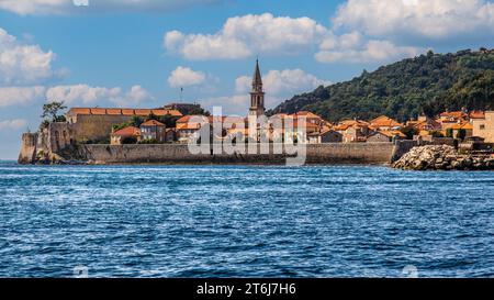 Vista del centro storico di Budva, Montenegro, Budva, Montenegro Foto Stock