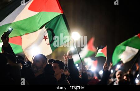 Berlino, Germania. 10 novembre 2023. Partecipanti alla manifestazione "solidarietà con la Palestina”. Crediti: Britta Pedersen/dpa/Alamy Live News Foto Stock