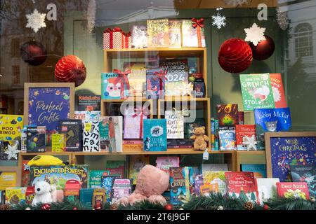 Libri per bambini Waterstones in libreria libreria vetrina negozio di libri esposizione natalizia 2023 a Carmarthenshire Galles Regno Unito Gran Bretagna KATHY DEWITT Foto Stock