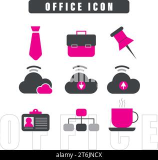 Set di diverse icone dell'ufficio vettore Illustrazione Vettoriale
