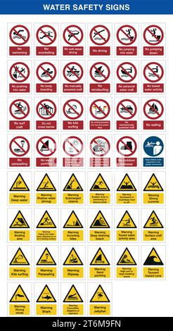 Set di segnali di sicurezza per l'acqua Illustrazione Vettoriale