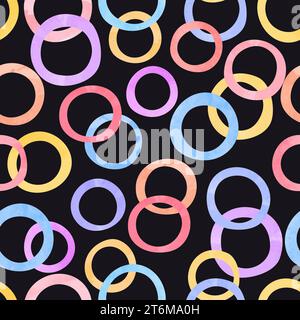 Anelli colorati motivo senza cuciture. Sfondo vettoriale con elementi circolari ad acquerello Illustrazione Vettoriale