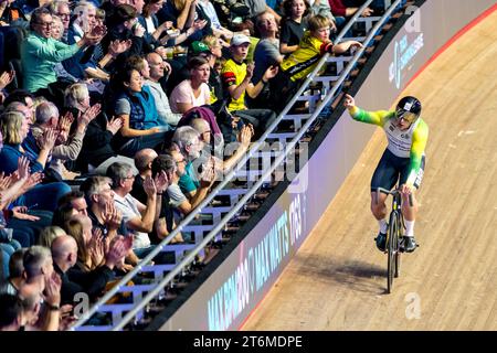 Matthew Richardson Australia vince le semifinali Sprint Mens durante la UCI Track Champions League 2023 al Lee Valley VeloPark di Londra, in Inghilterra, il 10 novembre 2023. Foto di Phil Hutchinson. Solo per uso editoriale, licenza necessaria per uso commerciale. Nessun utilizzo in scommesse, giochi o pubblicazioni di un singolo club/campionato/giocatore. Foto Stock