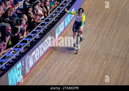 Matthew Richardson Australia vince le semifinali Sprint Mens durante la UCI Track Champions League 2023 al Lee Valley VeloPark di Londra, in Inghilterra, il 10 novembre 2023. Foto di Phil Hutchinson. Solo per uso editoriale, licenza necessaria per uso commerciale. Nessun utilizzo in scommesse, giochi o pubblicazioni di un singolo club/campionato/giocatore. Foto Stock