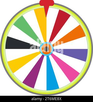 Icona ruota vuota della fortuna a 12 slot. Immagine Clipart isolata su sfondo bianco. Il colore del gioco da tavolo. Ruota colorata della fortuna. vettore. spinner Illustrazione Vettoriale