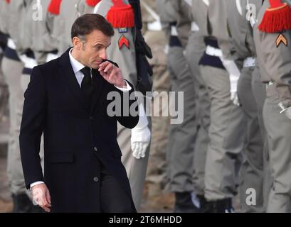 Parigi, Francia. 11 novembre 2023. Francia, PARIGI 2023-11-11. Il presidente della repubblica, Emmanuel Macron, durante le cerimonie dell'11 novembre. Fotografia di Francois Pauletto Credit: francois pauletto/Alamy Live News Foto Stock