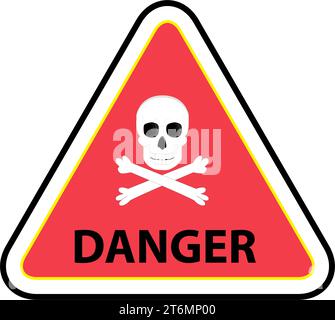 Segnali di attenzione. Simboli dei segnali di pericolo e di avvertenza. attenzione attenzione. segnale di pericolo. Skull. icona del vettore di attenzione. Simboli di avvertimento triangolari Illustrazione Vettoriale