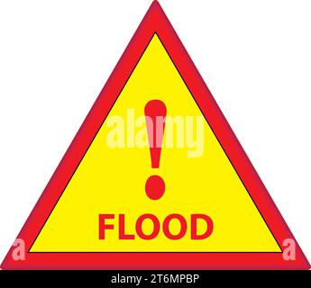 Segnali di attenzione. Simboli dei segnali di pericolo e di alluvione. attenzione attenzione. segnale di pericolo. Punti esclamativi. icona del vettore di attenzione. Avvertenza triangolare Illustrazione Vettoriale