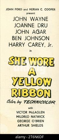 JOHN WAYNE in INDOSSAVA Un NASTRO GIALLO nel 1949, il regista JOHN FORD, la storia James Warner Bellah, la sceneggiatura Frank S. Nugent e Laurence Stallings, produttori esecutivi Merian C. Cooper e John Ford Argosy Pictures / RKO radio Pictures Foto Stock