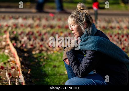 Edimburgo, Regno Unito. 11 novembre 2023. Scene nel giardino della memoria di Edimburgo durante il giorno dell'armistizio. Credito: Euan Cherry Credit: Euan Cherry/Alamy Live News Foto Stock