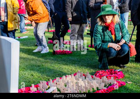 Edimburgo, Regno Unito. 11 novembre 2023. Scene nel giardino della memoria di Edimburgo durante il giorno dell'armistizio. Credito: Euan Cherry Credit: Euan Cherry/Alamy Live News Foto Stock