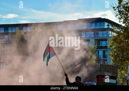 scene della manifestazione di massa contro la guerra a favore del cessate il fuoco nel centro di londra che chiede un cessate il fuoco in palestina israele gaza 11 novembre 2023 Foto Stock