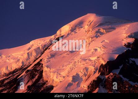 Mt Rainier dal parco di spruzzo, Mt Rainier National Park, Washington Foto Stock