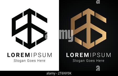 Luxury Initial si o IS monogramma Text Letter Logo Design Illustrazione Vettoriale