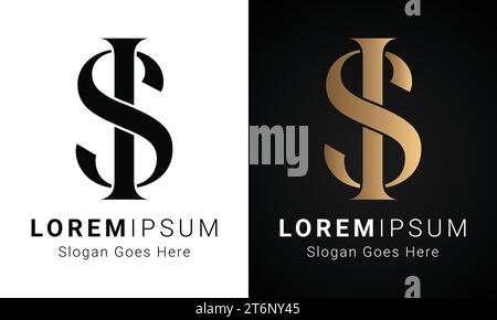 Luxury Initial si o IS monogramma Text Letter Logo Design Illustrazione Vettoriale