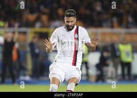 Olivier Giraud (Milano) durante US Lecce vs AC Milan, partita di calcio italiano di serie A A Lecce, Italia, 11 novembre 2023 Foto Stock