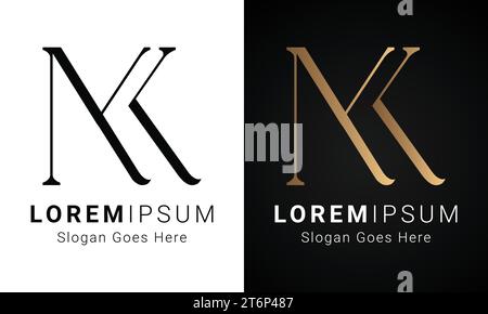 Design con logo monogramma MK o KM DI lusso iniziale lettera di testo Illustrazione Vettoriale