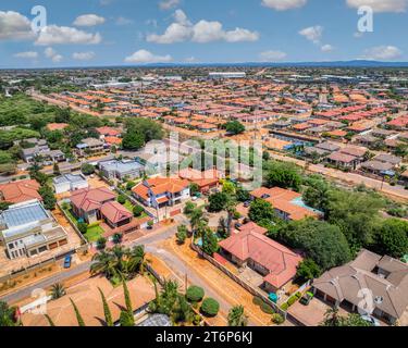 Vista aerea, Phakalane è un sobborgo del Botswana situato a pochi chilometri dalla capitale Gaborone, è un'area commerciale e residenziale, che è Foto Stock