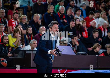 L'allenatore di Asvel Gianmarco Pozzecco reagisce durante il giorno 7 della Turkish Airlines Euroleague Basketball. COME Monaco ha vinto Asvel 80-75 per il settimo giorno di Basketball Turkish Airlines Euroleague a Monaco. Foto Stock