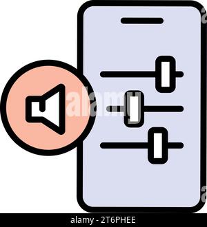 Icona colore suono. Simbolo semplice del pulsante di regolazione. Segnale impostazioni supporti. Illustrazione Vettoriale