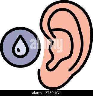 Icona a gocce di orecchio. Segno colorato semplice della raccolta della farmacia. Icona Ear Drop per logo, modelli, Web design e infografiche. Illustrazione Vettoriale