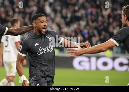 Gleison Bremer (Juventus FC) celebra il gol durante la Juventus FC vs Cagliari calcio, partita di serie A di Torino, Italia, 11 novembre 2023 Foto Stock